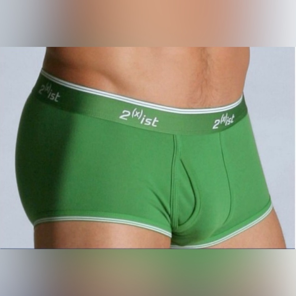 2xist Men's Black Boxer Briefs with Green Contrast